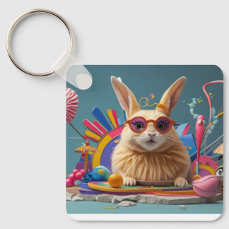 Porte-clés keychain with rabbit and dog