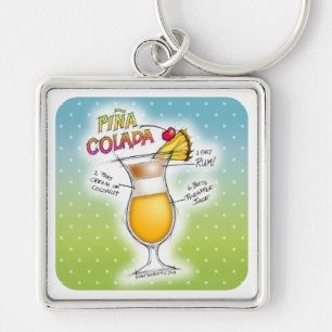 PORTE-CLÉS KEYCHAINS - PINA COLADA RECIPE COCKTAIL ART