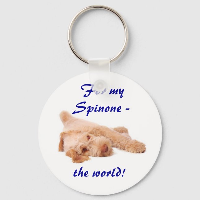 Porte-clés keyring - "Pour ma Spinone - le monde !". (Recto)