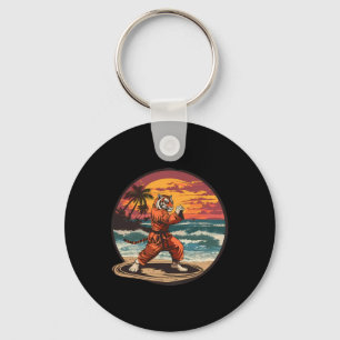 Porte-clés Kickboxing Tiger Plage Coucher de soleil Karaté Ta