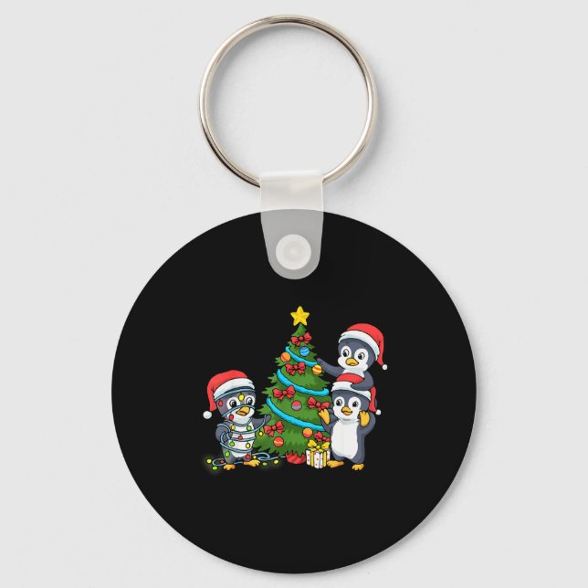 Porte-clés Kids Christmas Penguin Christmas Tree Lights Baubl (Recto)