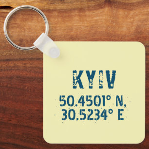 Porte-clés Kiev Ukraine Latitude & Longitude en détresse