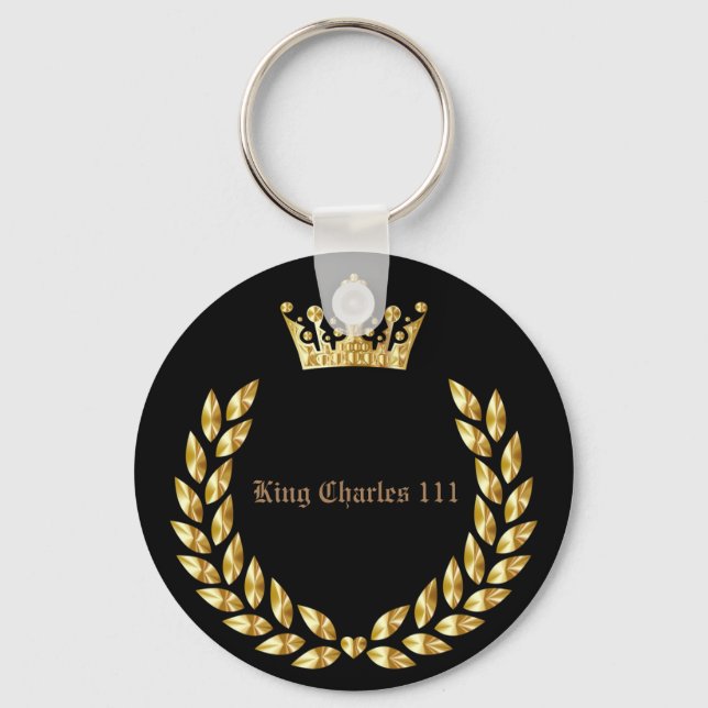 Porte-clés King Charles 111 Couronne Royal Noir/Or (Recto)