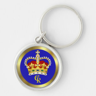 Porte-clés King Charles III Monogramme et anneau de clé de co