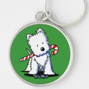 Porte-clés KiniArt Westie Bonbon Canne Mignonne