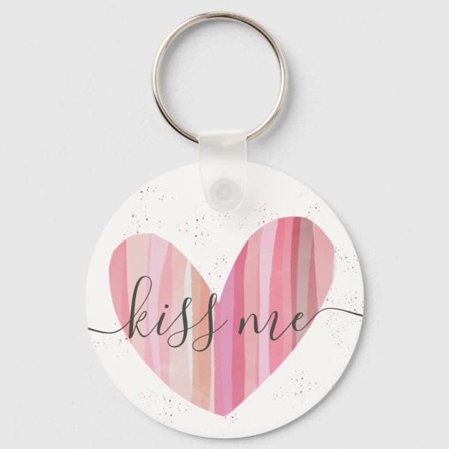 Porte-clés Kiss Me Cute Rose Coeur Texturé (Recto)
