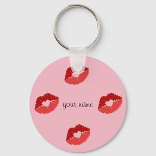 Porte-clés Kissing Emoji Lips et "Votre nom ici"