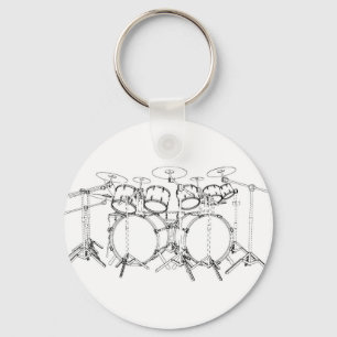 Porte-clés Kit de tambour 10 pièces : dessin noir et blanc :