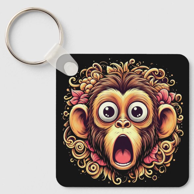 Porte-clés "Kit the Shocked Monkey" Aluminum Keychain (Recto)
