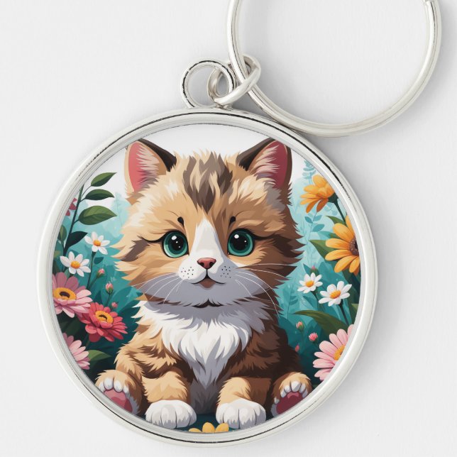 Porte-clés Kitten & Fleurs (Devant)