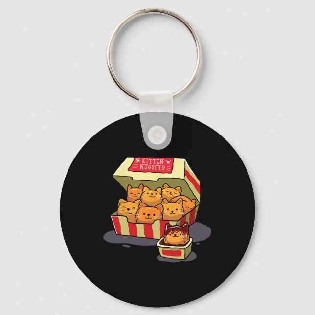 Porte-clés Kitten Nuggets Alimentation Pun Amoureux des chats (Recto)