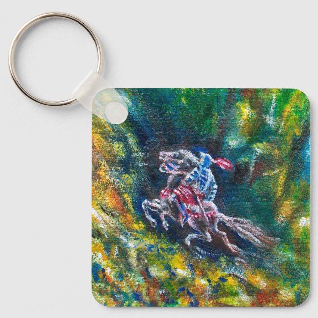 PORTE-CLÉS KNIGHT LANCELOT, CHEVAL EN FORÊT VERTE (Recto)