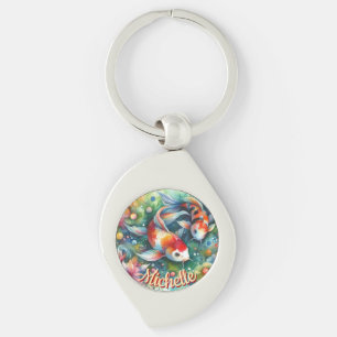 Porte-clés Koi Poisson Whimsical Aquarelle Orange Personnalis