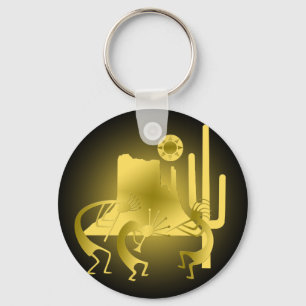 Porte-clés Kokopelli sud-ouest en noir et or