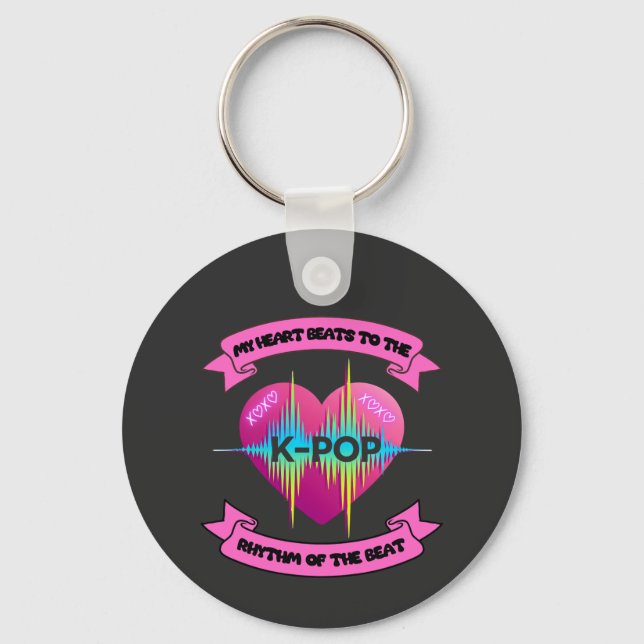 Porte-clés KPop Heart Sound Rhythm Music Beat Fan Design (Recto)