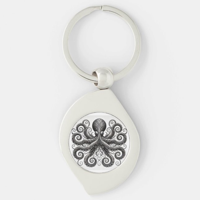 Porte-clés Kraken Steampunk Octopus Ornate Black (Devant)