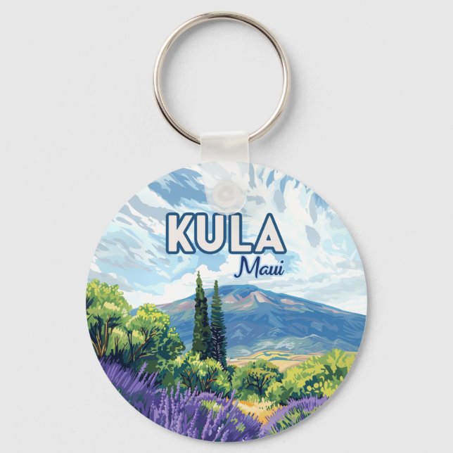 Porte-clés Kula Maui Haleakala Hawaii Lavender Retro (Recto)