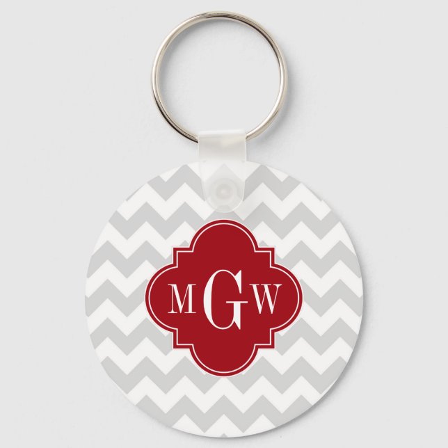 Porte-clés L Grey What Chevron Cranberry Quatrefoil 3 Monogra (Recto)