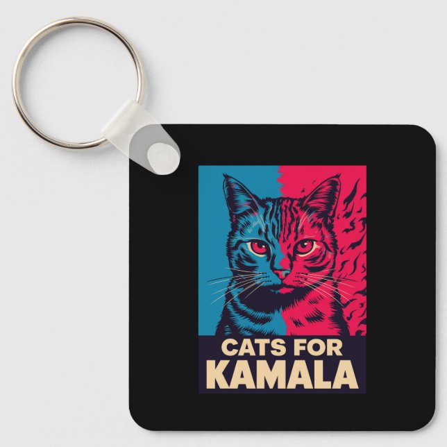 Porte-clés La dame aux chats sans enfants vote Kamala Harris  (Recto)