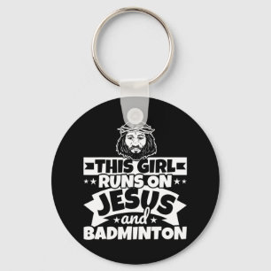 Porte-clés La Fille Coule Sur Jésus Et Badminton