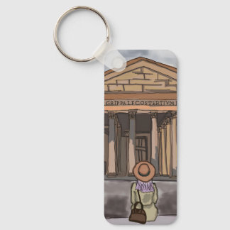 Porte-clés La fille est assise devant le Panthéon à Rome.