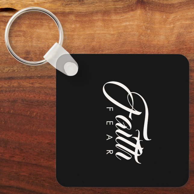 Porte-clés La foi au-dessus de la peur Noire (Recto)