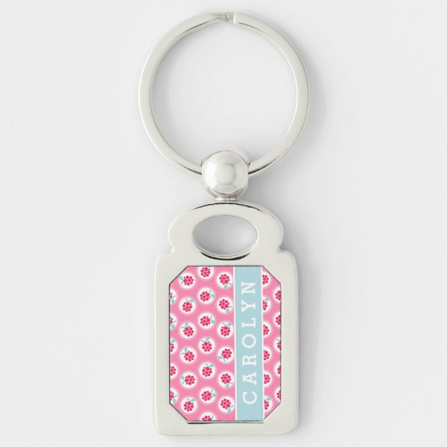 Porte-clés La framboise rose girly mignonne modèle le (Devant)