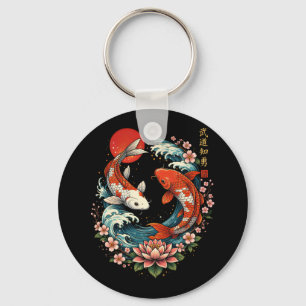 Porte-clés La Grande Vague au large des poissons Koi 