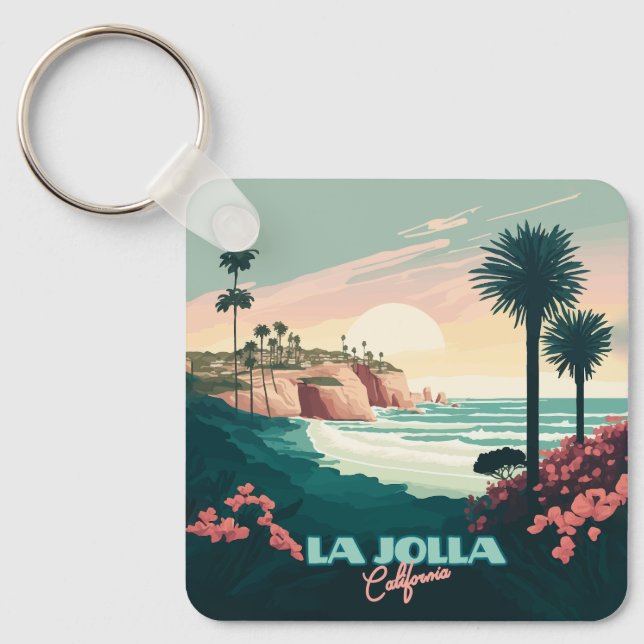 Porte-clés La Jolla Cove San Diego California Retro (Recto)