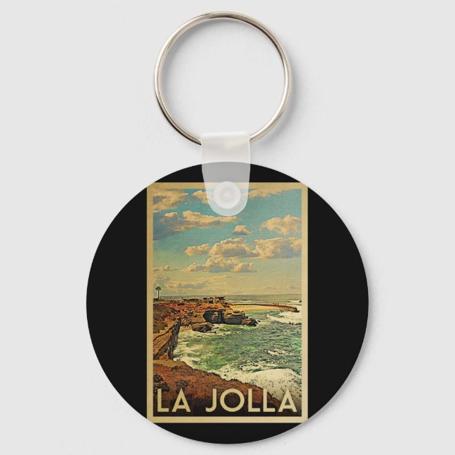 Porte-clés La Jolla Vintage voyage - Côte de Californie (Recto)