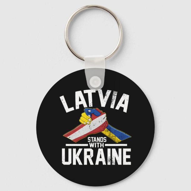 Porte-clés La Lettonie Est Avec L'Ukraine Pavillon Latvien Uk (Recto)