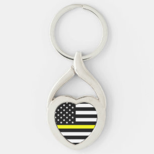 Porte-clés La ligne mince drapeau d'or