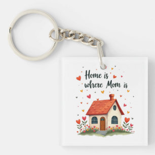 Porte-clés La maison est où maman est - Fête des mères au coe