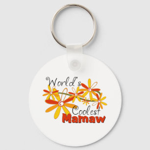 Porte-clés La Mamaw la plus cool du monde floral
