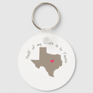 Porte-clés La moitié de mon coeur est dans le Texas