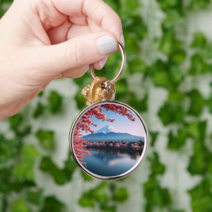 Porte-clés La montagne du Fuji peint en saison de fleurs de c