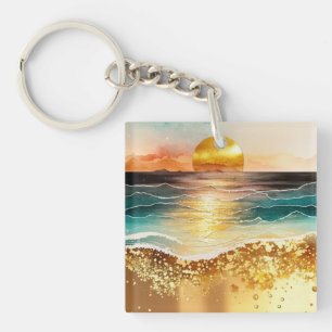 Porte-clés La série de plage à l'aquarelle Design 3