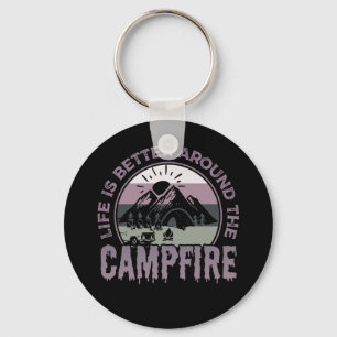 Porte-clés La vie est meilleure autour du Campfire Camping Ca