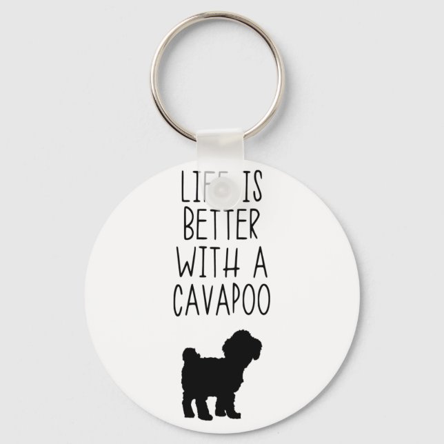 Porte-clés La Vie Est Meilleure Avec Un Cavapoo (Recto)