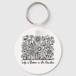 Porte-clés La vie est meilleure dans l'impression florale du