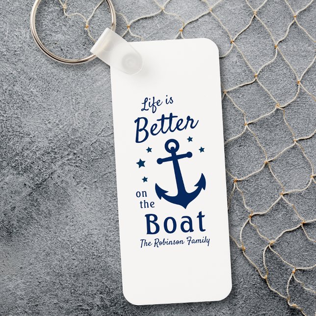 Porte-clés La Vie Est Meilleure Sur Le Bateau Nom De Famille  (Créateur téléchargé)