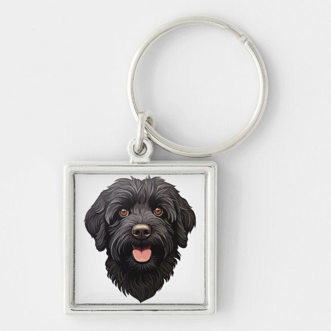 Porte-clés Labradoodle Chien noir (Devant)