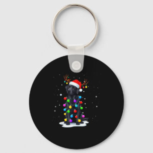 Porte-clés Labrador Retriever noir lumières de Noël drôles de