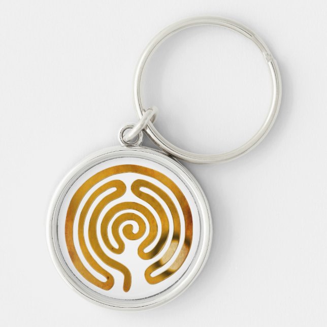 Porte-clés labyrinthe or antique | faites votre propre arrièr (Devant)