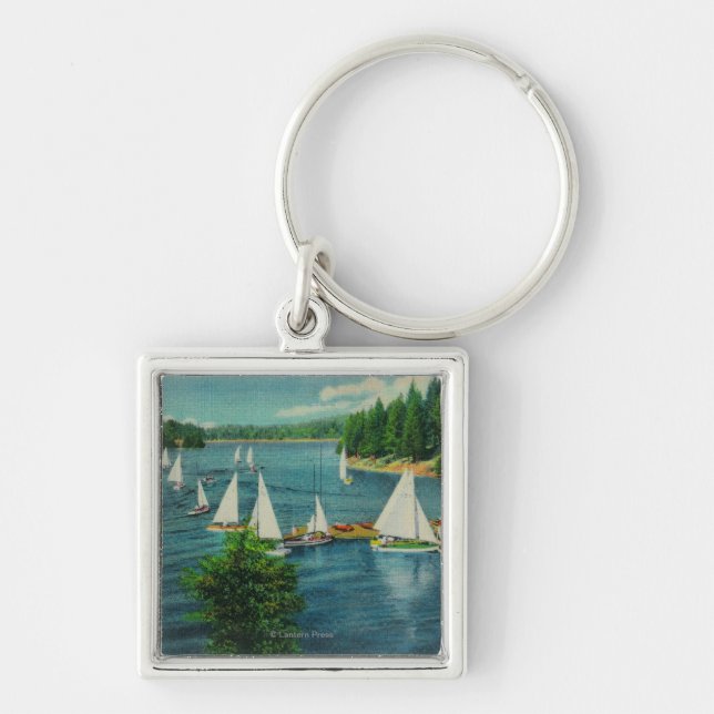 Porte-clés Lac Arrowhead, CA Yacht Club Racing (Devant)