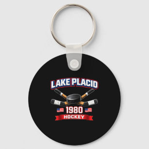 Porte-clés Lac placide 1980 hockey vintage puck usa new york