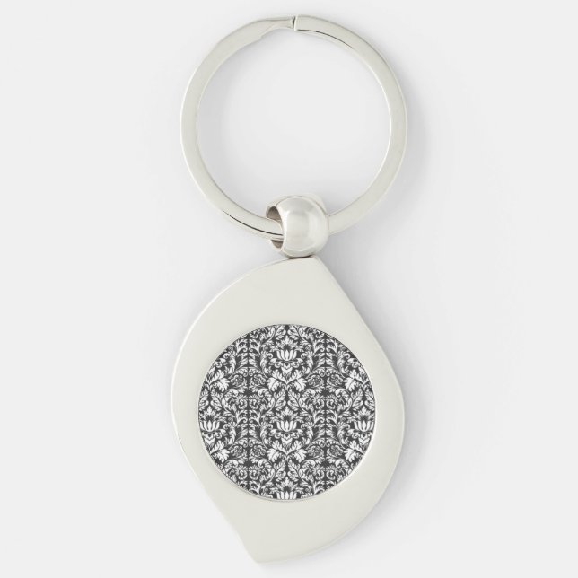 Porte-clés Lace noir blanc Damas Brocade (Devant)