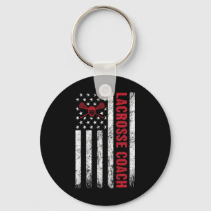 Porte-clés Lacrosse Coach Américain Drapeau Lax Lover Lacross