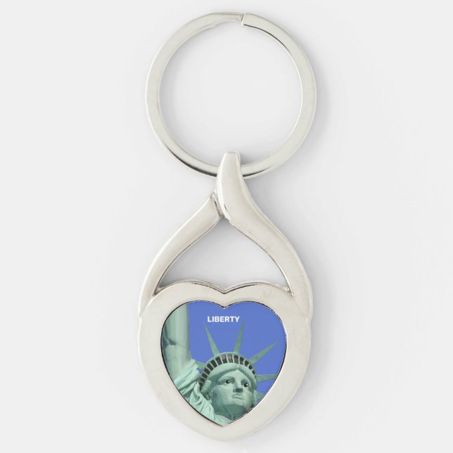 Porte-clés Lady Liberty sur fond bleu ciel (Devant)