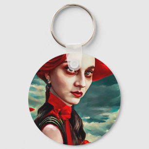 Porte-clés Lady of the Poppy Flowers fantasy original Art